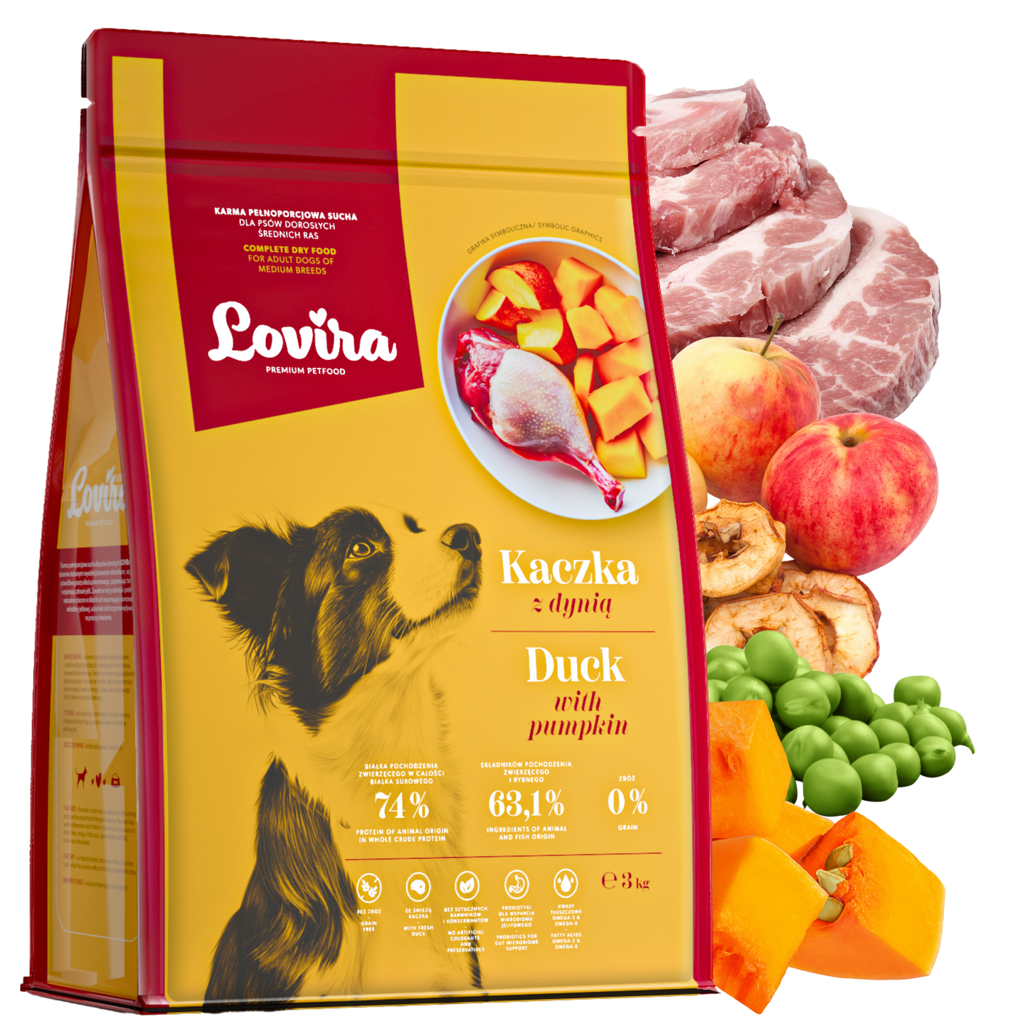 Trockenfutter für Hunde mit Ente 3 kg – getreidefrei Lovira
