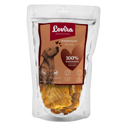 Naturalny przysmak dla psa – płaty suszonej wieprzowiny 100g