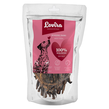 Naturalny przysmak dla psa – paski suszonej wołowiny 80g