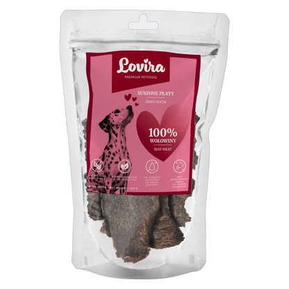 Naturalny przysmak dla psa – płaty suszonej wołowiny 100g