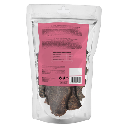 Naturalny przysmak dla psa – płaty suszonej wołowiny 100g