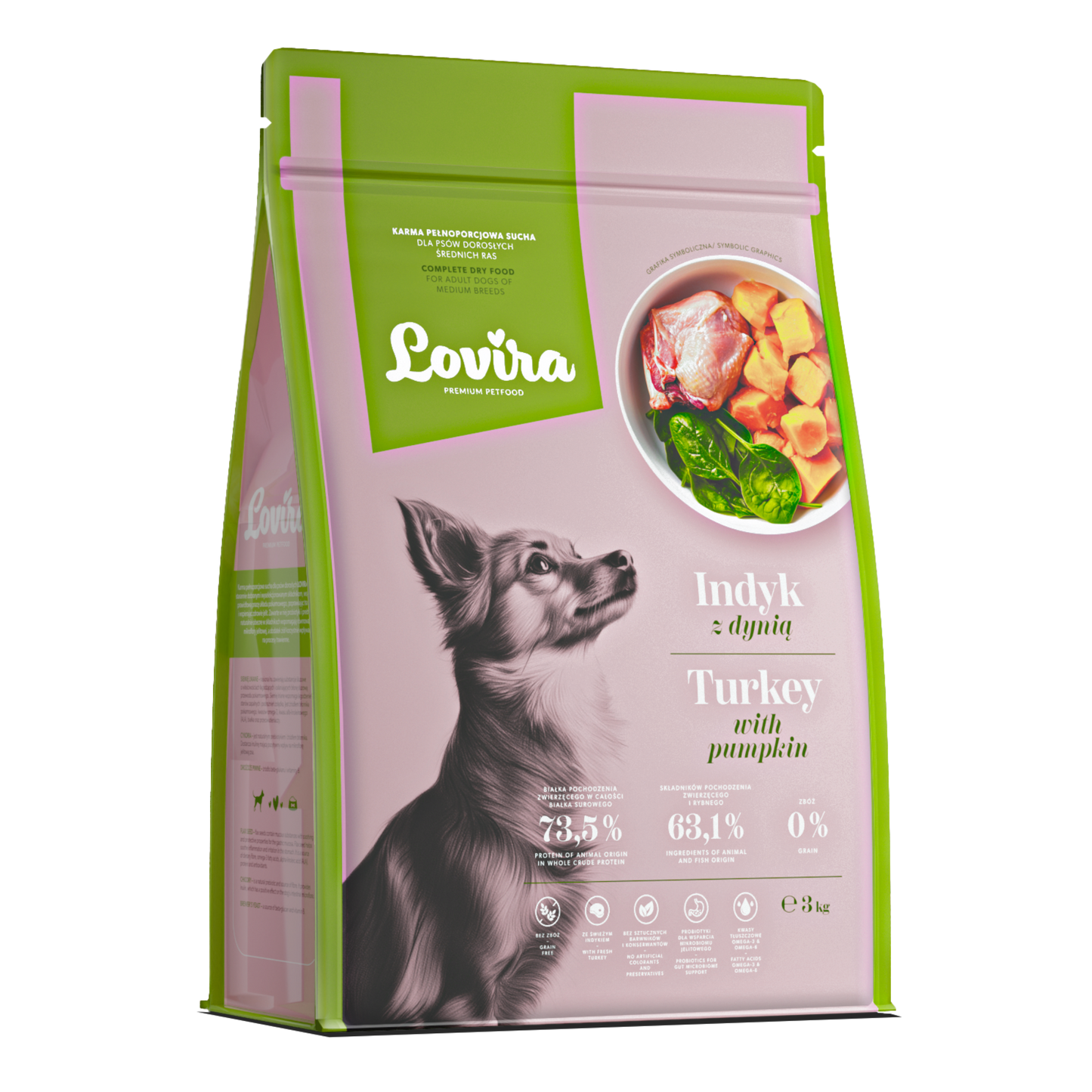Sucha karma dla psa z indyka 3kg – bezzbożowa Lovira