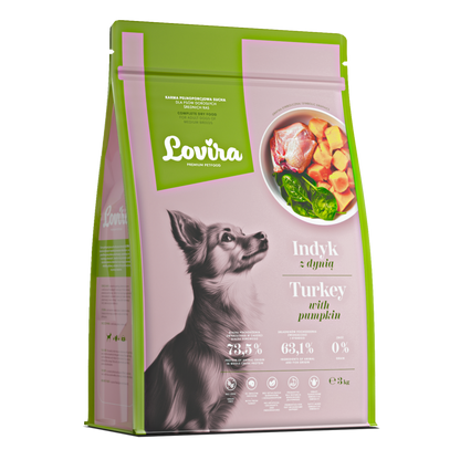 Sucha karma dla psa z indyka 3kg – bezzbożowa Lovira