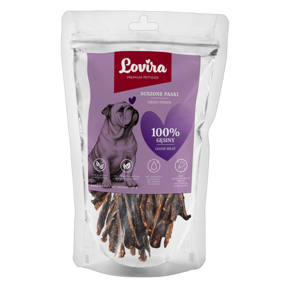 Naturalny przysmak dla psa – paski suszonej gęsiny 80g
