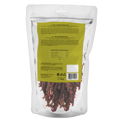 Naturalny przysmak dla psa – paski suszonej dziczyzny 80g