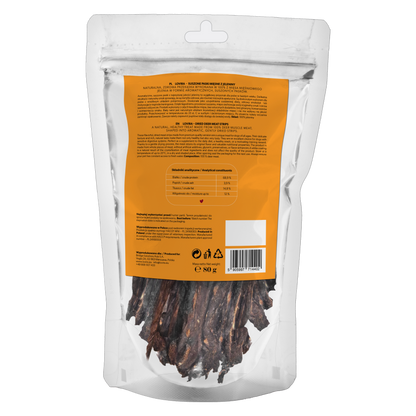 Naturalny przysmak dla psa – paski suszonego jelenia 80g