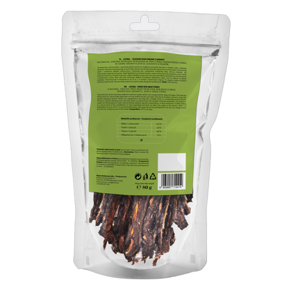 Naturalny przysmak dla psa – paski suszonej sarny 80g