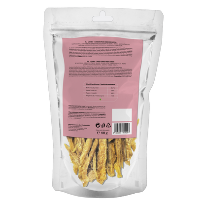 Naturalny przysmak dla psa – paski suszonego indyka 80g