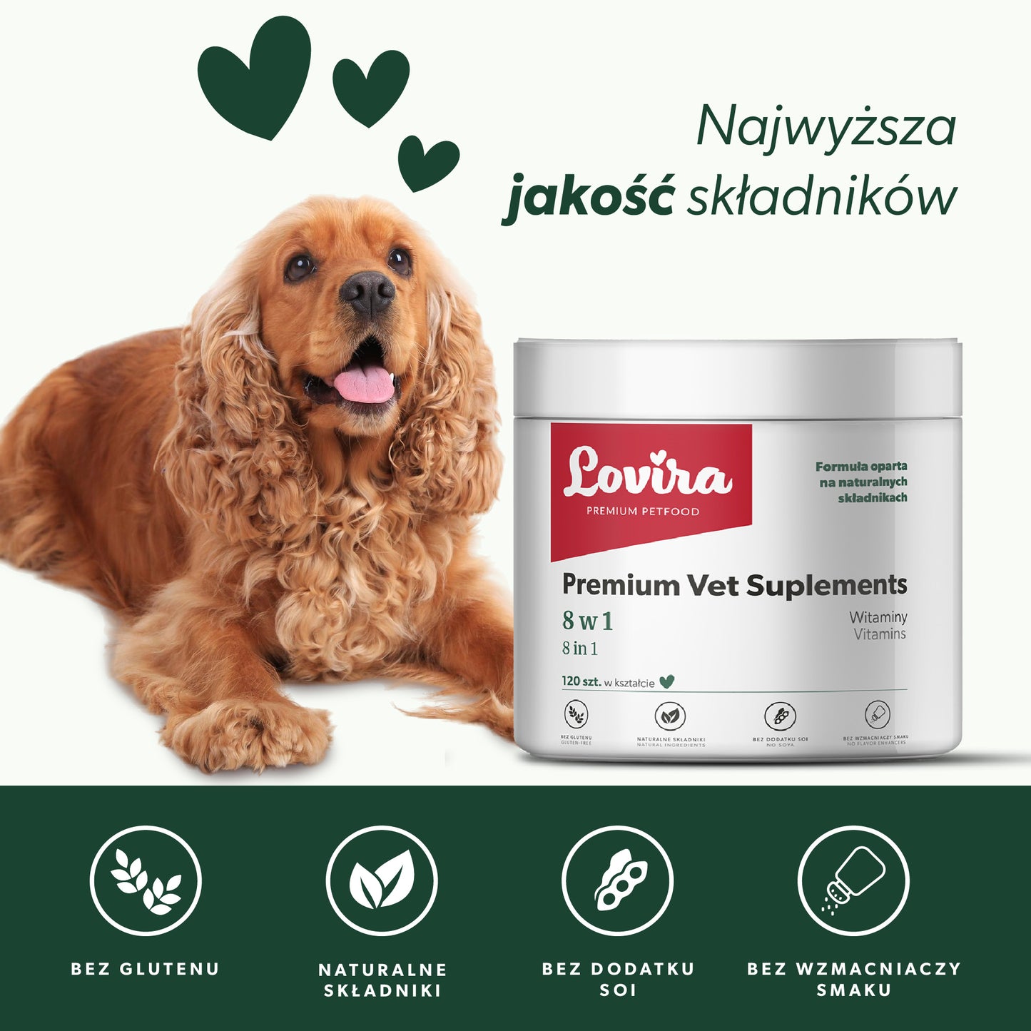 Suplement dla psa witaminy 8w1 – miękkie kąski 360 g