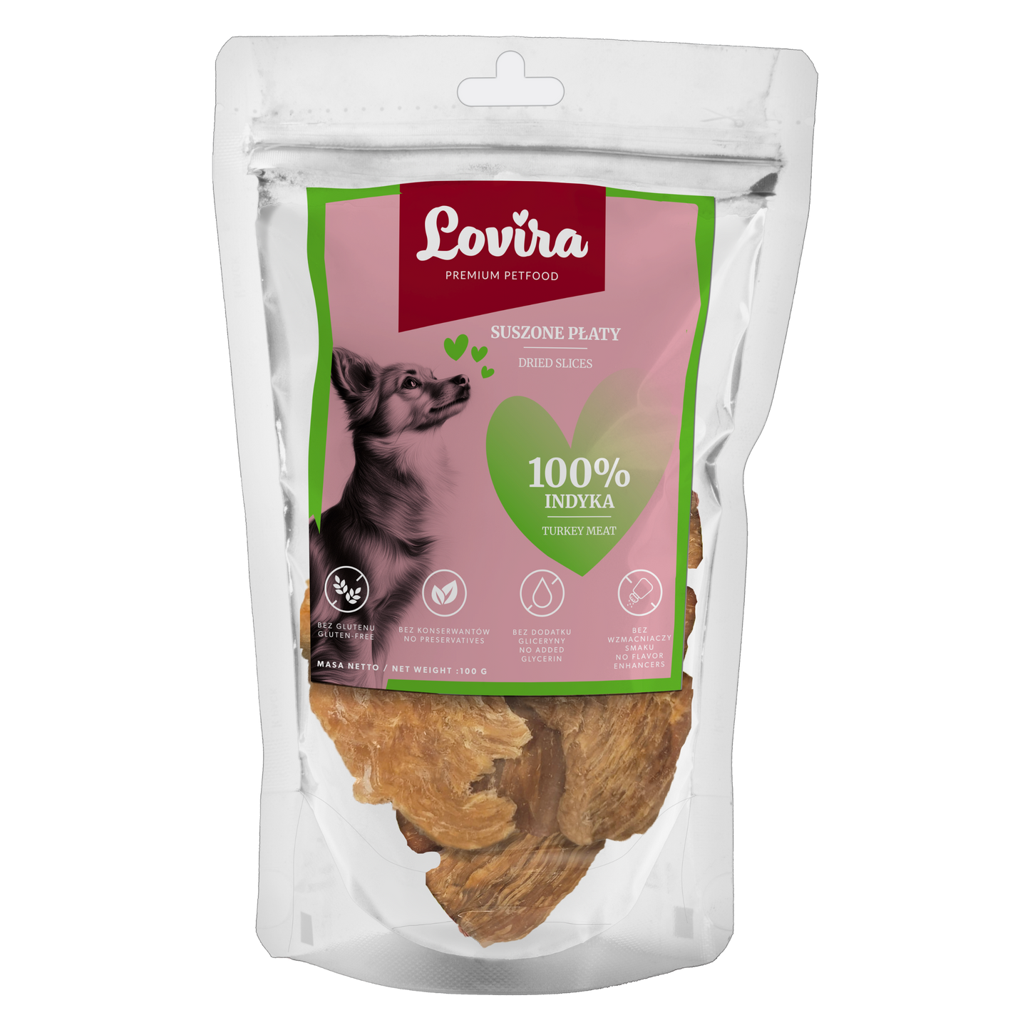 Naturalny przysmak dla psa – płaty suszonego indyka 100g
