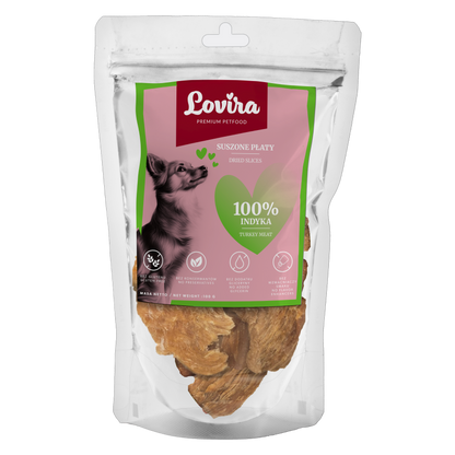 Naturalny przysmak dla psa – płaty suszonego indyka 100g
