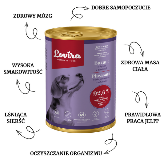 Mokra karma dla Psa Bażant z dynią i ziołami Lovira