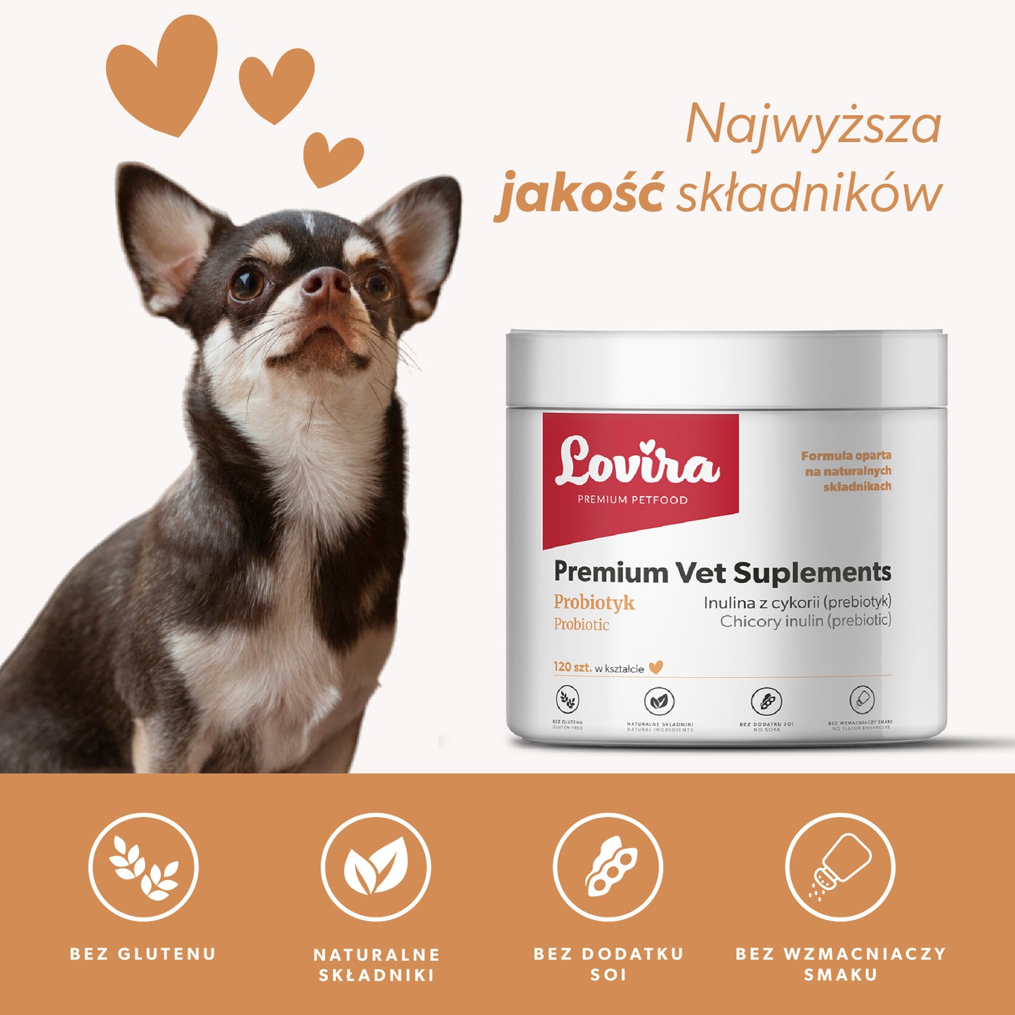 Suplement z probiotykiem dla psa – miękkie kąski 180 g