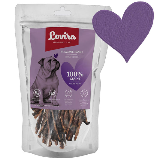 Naturalne smaczki dla psa Gęś paski Lovira