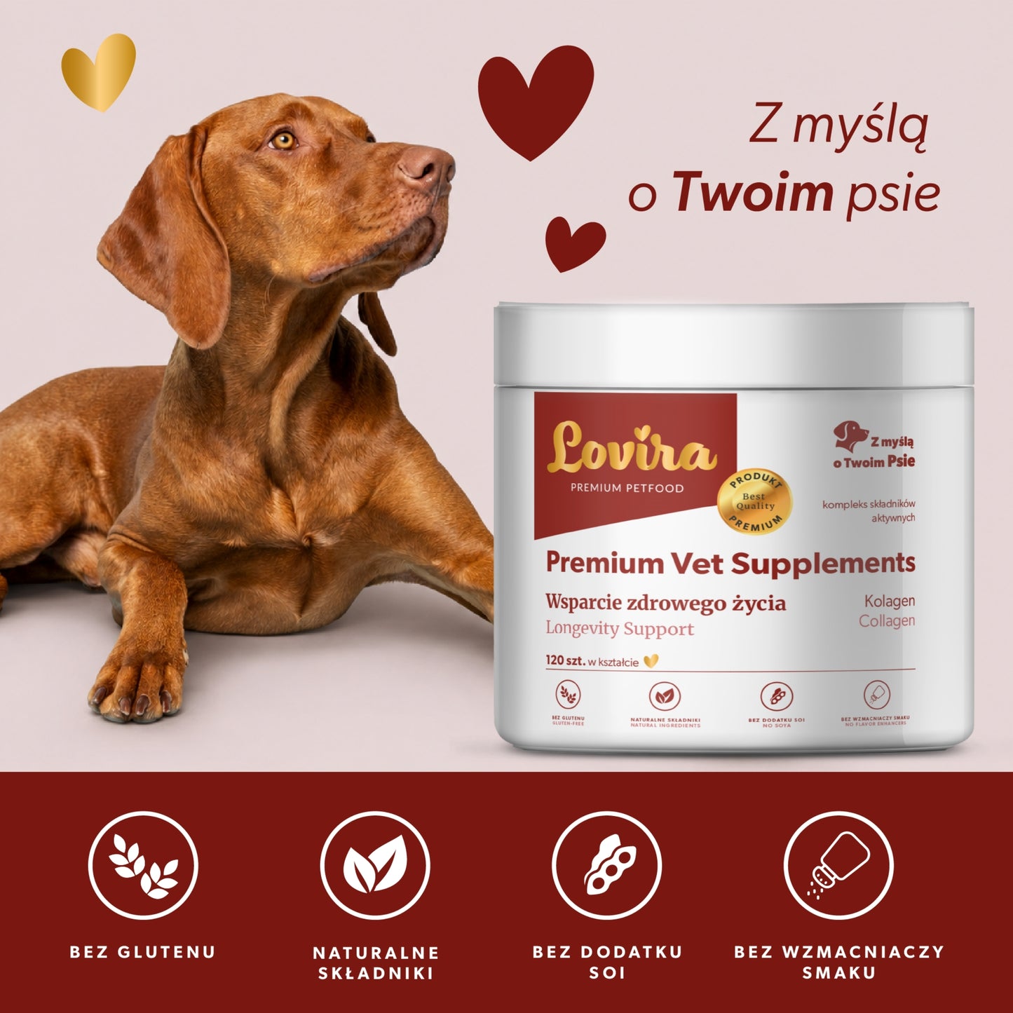 Suplement dla psa seniora wspierający zdrowe życie – miękkie kąski 360g