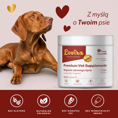 Suplement dla psa seniora wspierający zdrowe życie – miękkie kąski 360g