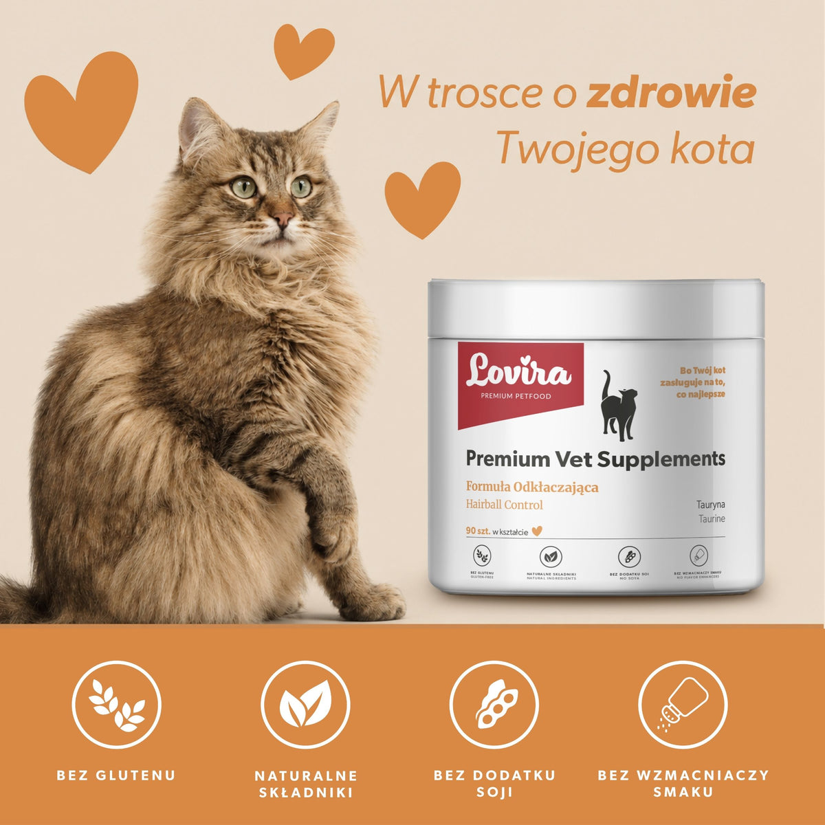 Suplement odkłaczający dla kota – miękkie kąski 180 g