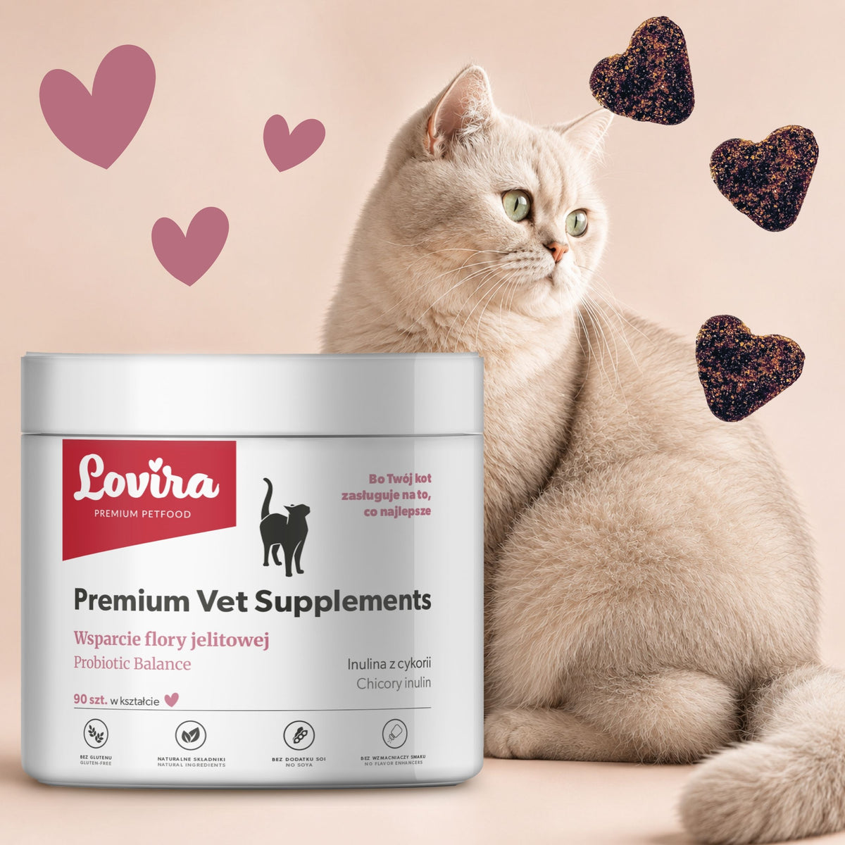 Suplement z probiotykiem dla kota – miękkie kąski 180 g