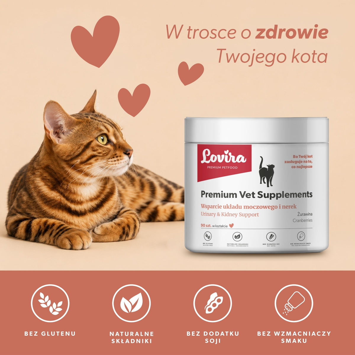 Suplement na układ moczowy i nerki dla kota – miękkie kąski 180 g