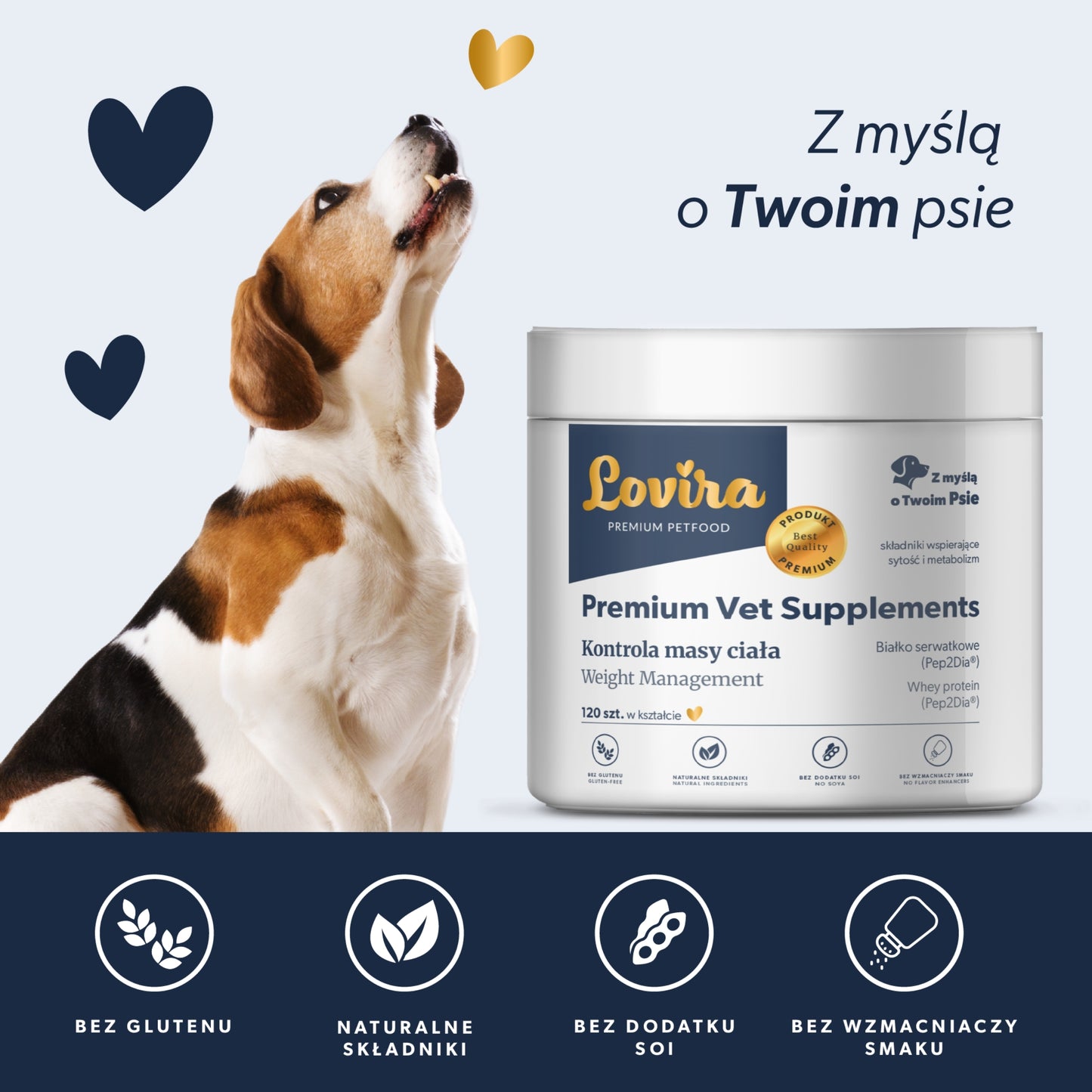 Suplementy dla psa z nadwagą wspomagające odchudzanie – miękkie kąski 360g