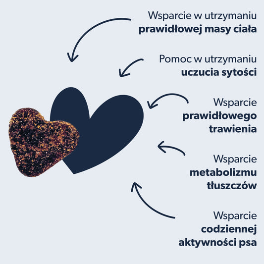 Suplementy dla psa z nadwagą wspomagające odchudzanie – miękkie kąski 360g