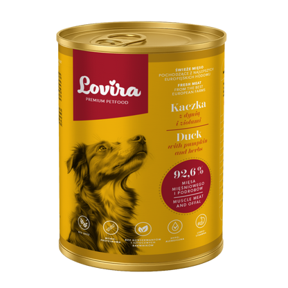 Mokra karma dla psa z kaczki 400g – monobiałkowa, hipoalergiczna karma Lovira