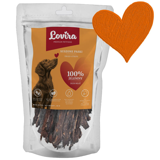 Naturalne smaczki dla psa Jeleń paski Lovira