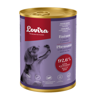 Mokra karma dla psa z bażanta 400g – monobiałkowa, hipoalergiczna karma Lovira