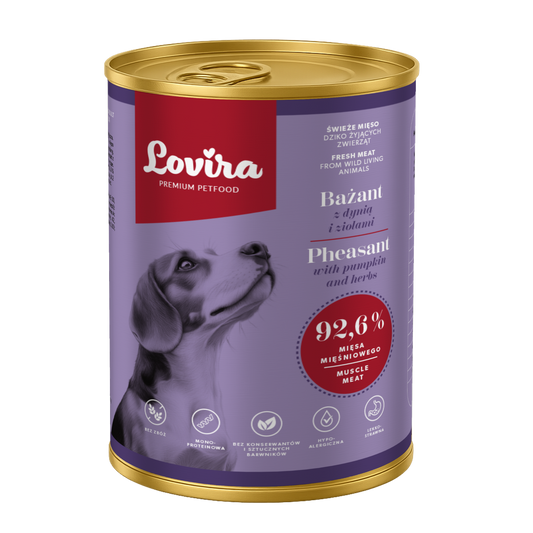 Mokra karma dla Psa Bażant z dynią i ziołami Lovira