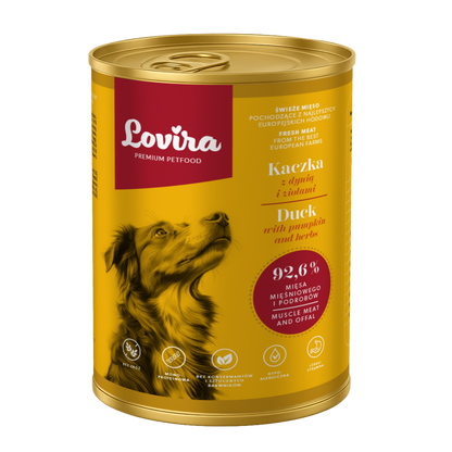 Zestaw 5 puszek karmy mokrej dla psa 2 kg – MIX smaków, monobiałkowa, hipoalergiczna karma Lovira