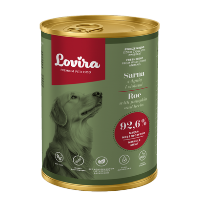 Zestaw 5 puszek karmy mokrej dla psa 2 kg – MIX smaków, monobiałkowa, hipoalergiczna karma Lovira